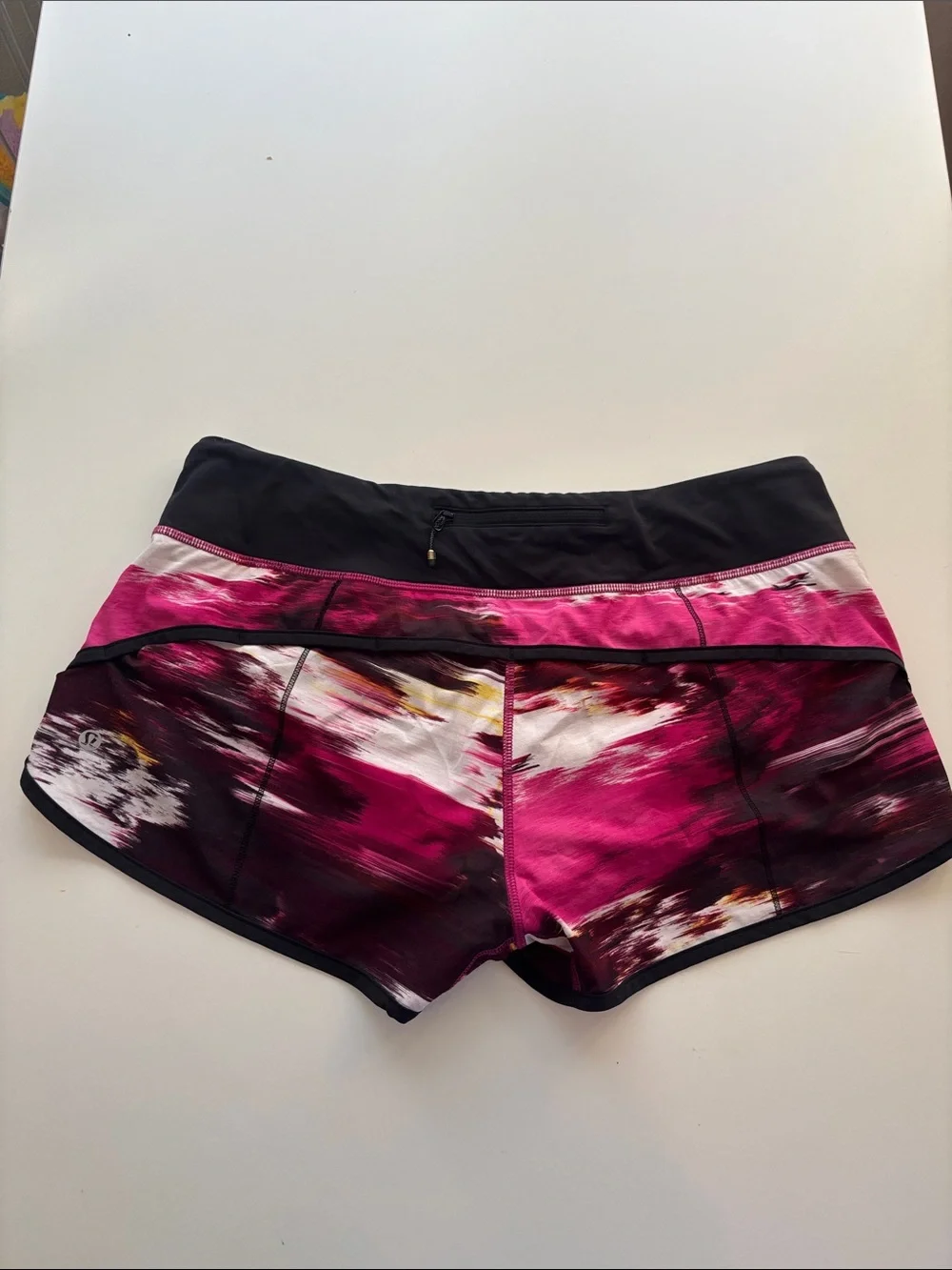 lululemon athletica Pink Magenta and Black Printed Running Shorts -565